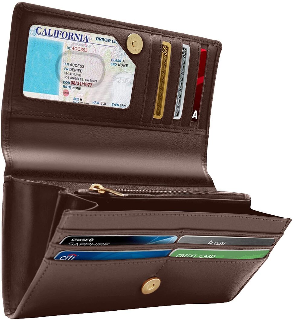 5639 Leather Clutch RFID Wallets - Big Wallet With Checkbook Cover